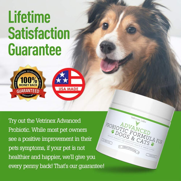 Vetrinex Labs Probiotics for Dogs & Cats - Coprophagia, Diarrhea, Poop Eating Deterrent & Prevention, Bad Breath, Skin Yeast Infection Treatment - Dog and Cat Probiotic Powder with Prebiotics