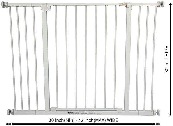 LEMKA Safety Baby Gate,Thru Gate Metal Expandable Pet Gate for Stairs,Doorways with 4" & 6" Extension,Fits Spaces Between 30" to 42" Wide 30" High