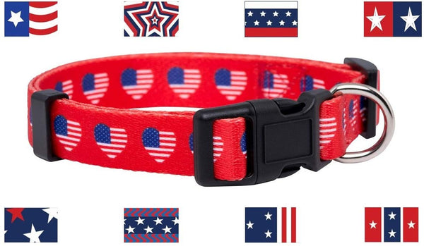 Native Pup American Flag Dog Collar |4th of July| USA Patriotic Flag Pattern| 12 Designs