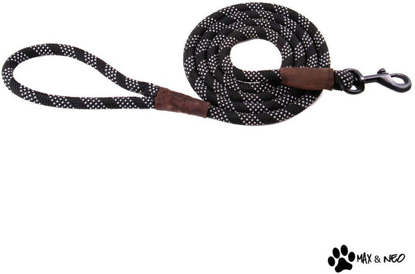 Max and Neo Rope Leash Reflective 6 Foot - We Donate a Leash to a Dog Rescue for Every Leash Sold