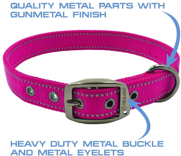 Max and Neo MAX Reflective Metal Buckle Dog Collar - We Donate a Collar to a Dog Rescue for Every Collar Sold