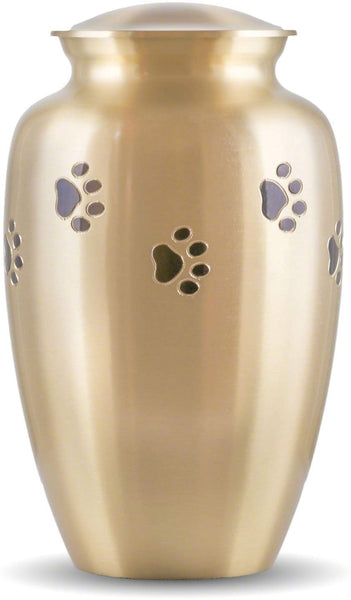 Best Friend Services Ottillie Paws Series Pet Urn for Dogs and Cat Ashes, Hand Carved Brass Pet Cremation Urns