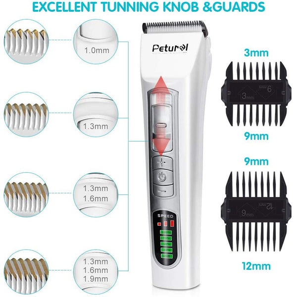 Dog Clippers Professional Cordless Clippers Rechargeable Dog Grooming Clippers and Cat Grooming Clippers with LCD Display Pet Grooming Clippers for Small Middle Large Dogs and Cats Pet Grooming Kit