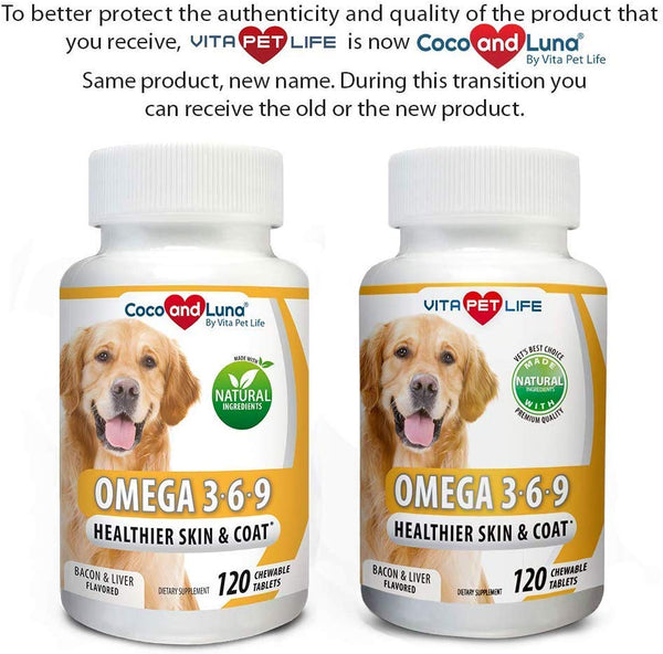 Vita Pet Life Omega 3 for Dogs, Fish Oil, Flaxseed Oil, Antioxidant, DHA EPA Fatty Acids, Brain Health, Shiny Coat, Itchy Skin Relief, Dry Skin, Immune System Support, Anti Inflammatory, 100% Natural