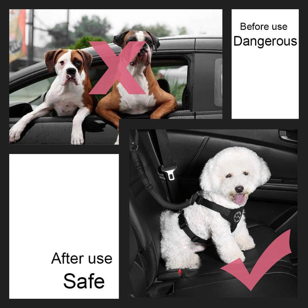 SlowTon Dog Seat Belt, 2 Pack Pet Car Seatbelt Headrest Restraint Adjustable Puppy Safety Seat Belt Reflective Elastic Bungee Connect Dog Harness in Vehicle Travel Daily Use