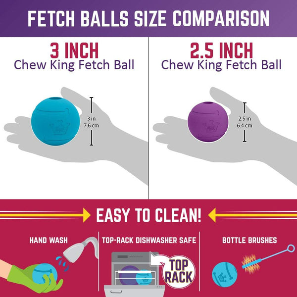 Chew King Fetch Balls Extremely Durable Natural Dog Toy Ball, Fetch Toy Collection, Fits Ball Launcher