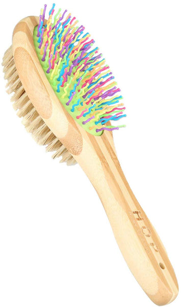 HOP Home of Paws Dog Brush for Grooming & Massaging Dogs, Cats & Other Animals – Fur Detangling Pins & Coat Smoothing Slicker Bristles, Natural Bamboo