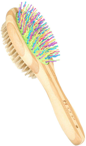 HOP Home of Paws Dog Brush for Grooming & Massaging Dogs, Cats & Other Animals – Fur Detangling Pins & Coat Smoothing Slicker Bristles, Natural Bamboo