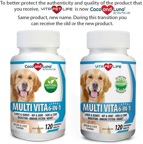 Multivitamin for Dogs, Milk Thistle for Liver and Kidney, Glucosamine, MSM, Chondroitin, Omega 3, Biotin, Probiotics, Enzymes, Coq 10, Vitamins A, C and E. 120 Natural Chew-able Tablets.