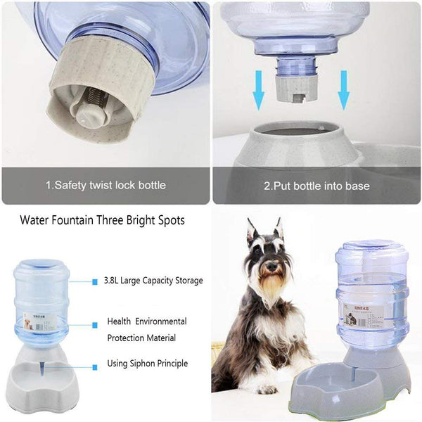 Old Tjikko Dogs Water Dispenser,Water Bowl for Dogs,Pet Water Dispenser,Automatic Dog Water Bowl Cat Water Dispenser Dog Drinking Fountain,1 Gallon