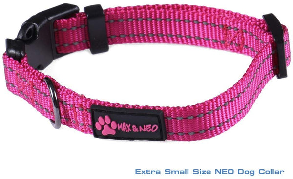 Max and Neo NEO Nylon Buckle Reflective Dog Collar - We Donate a Collar to a Dog Rescue for Every Collar Sold