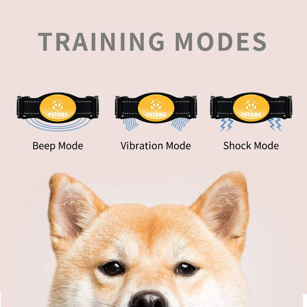 Peteme Shock Collar for Dogs, Dog Training Shock Collar Rechargeable with Beep/Vibration/Shock,100% Waterproof, 1200 ft Remote Trainer Range Collar for Small Medium Large Dogs.