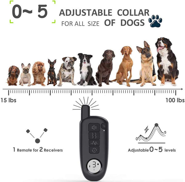 HOTLEA Dog Shock Collar with Remote, IP67 Waterproof Dog Training Collar, 3 Training Modes Suitable for Small/Medium/Large Dogs, up to 1300Ft Remote Range