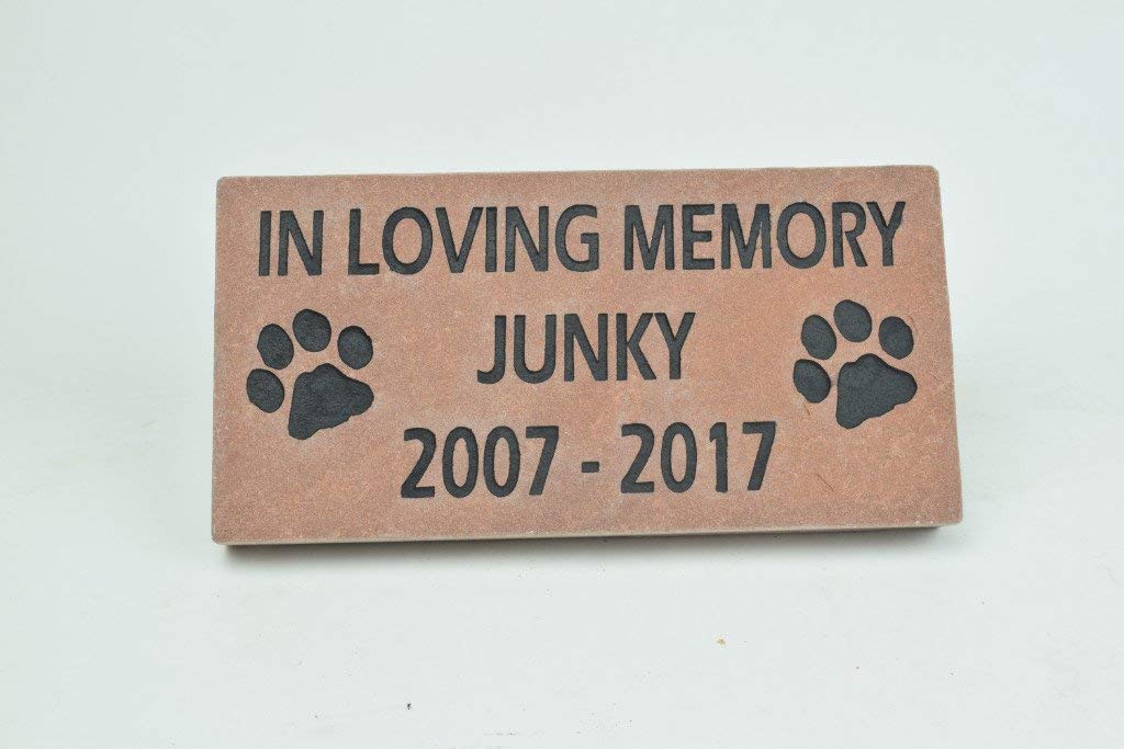 GraphicRocks Engraved Stone Pet Memorial Headstone Grave Marker Dog Cat Red Flagstone 4 inches x 8 inches