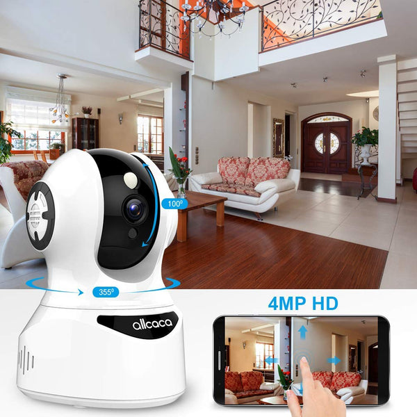 Wireless Security Camera,Upgrade 4MP Baby Monitor Pet Camera Indoor Home Camera System with Sound Detection 2 Way Audio Cloud Service Night Vision, Support iOS/Android TF Card for Pets Elders Babies