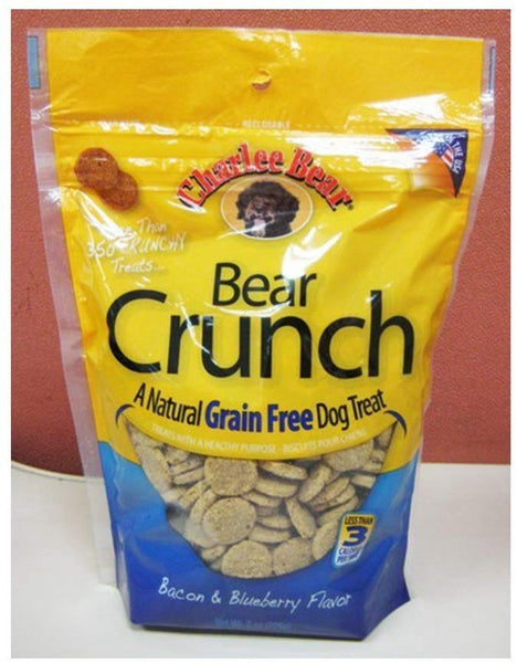 Charlee Bear Grain Free Bear Crunch Dog Treats 2 Flavor Variety Bundle: 1 Bacon & Blueberry Flavor and 1 Turkey, Sweet Potato & Cranberry Flavor, 8 Ounces Each