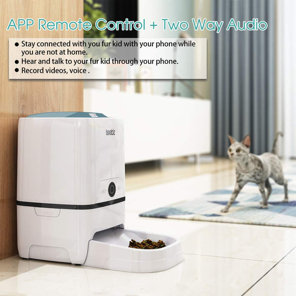 SEISSO Automatic Cat Feeder with WiFi App Remote Control Feeding, 6 Liter Dog Food Dispenser with Timer Programmable, Portion Control, Voice Recording, IP Detect, up to 8 Meals a Day for Pet Feeding