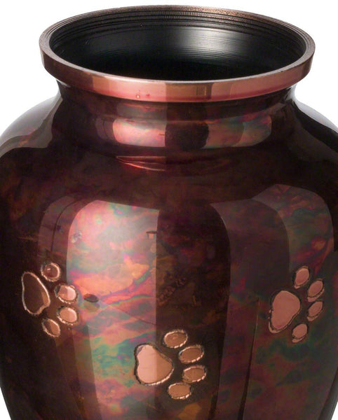 Best Friend Services Ottillie Paws Series Pet Urn for Dogs and Cat Ashes, Hand Carved Brass Pet Cremation Urns