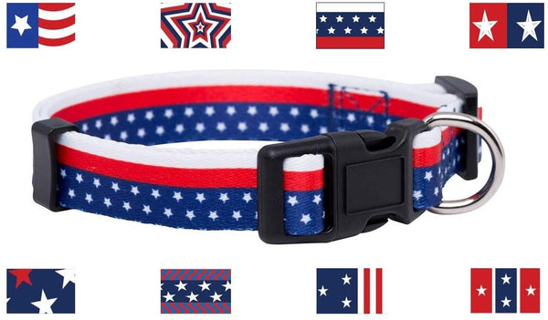 Native Pup American Flag Dog Collar |4th of July| USA Patriotic Flag Pattern| 12 Designs