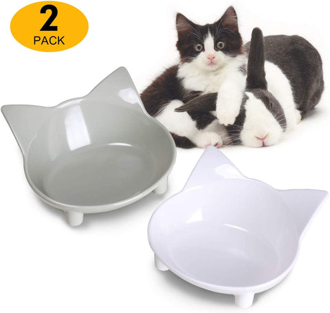 Cat Bowls Cat Food Bowls Non Slip Cat Double Dish Pet Food & Water Bowls Raised Puppy Food Bowl Stress Relief Feeder Bowls Wide Dish Pet Bowl for Dogs Cats Rabbits, (Safe Food-grade Melamine Material)