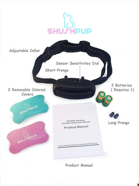 Doza Pet Products Shushpup | Dog Collar | Barking Control Collar | 2 Colored Plates | Extra Battery