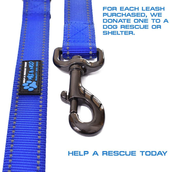 Max and Neo Double Handle Traffic Dog Leash Reflective - We Donate a Leash to a Dog Rescue for Every Leash Sold