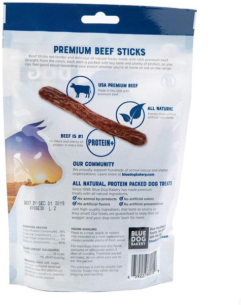 Blue Dog Bakery Natural Dog Treats, Grain Free, USA Premium Beef Sticks