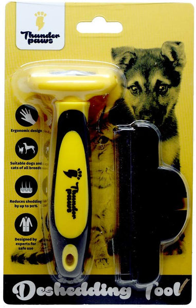 Thunderpaws Best Professional De-Shedding Tool and Pet Grooming Brush, D-Shedz for Breeds of Dogs, Cats with Short or Long Hair, Small, Medium and Large