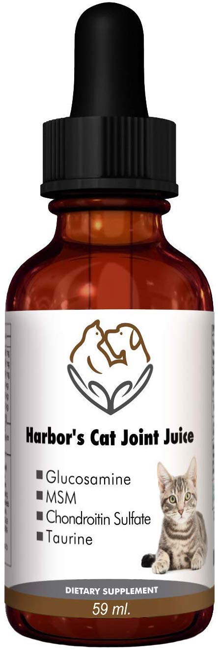 Harbor's Joint Juice 59ml - Cat Joint Supplement Liquid for Fast Pain Relief, Smooth Younger Hips. Natural Nutrients Glucosamine, MSM, Chondroitin, Hyaluronic Acid, Yummy Organic Beef Flavor