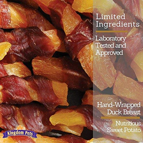 Kingdom Pets Filler Free Duck Jerky & Sweet Potato Twists, Premium Treats for Dogs, 48-ounce bag