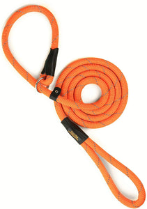 Mighty Paw Slip Rope Dog Leash | 6 ft, One-Size-Fits-All, Slip-On Rope Leash. Easy to Slip On, No Collar or Harness Needed. Durable & Weather Resistant Climbers Rope with Reflective Stitching (Orange)