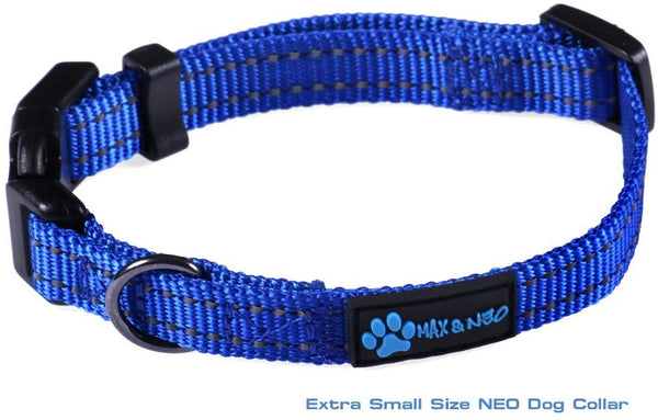 Max and Neo NEO Nylon Buckle Reflective Dog Collar - We Donate a Collar to a Dog Rescue for Every Collar Sold