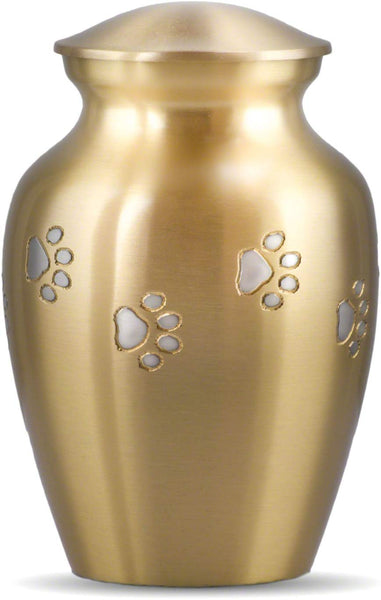 Best Friend Services Ottillie Paws Series Pet Urn for Dogs and Cat Ashes, Hand Carved Brass Pet Cremation Urns