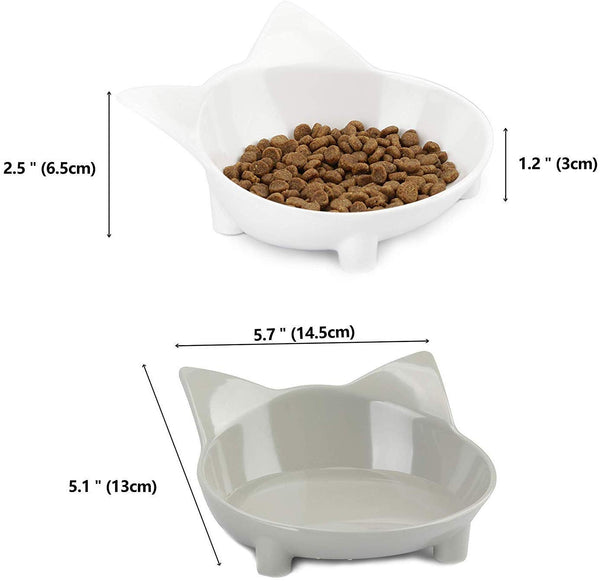 Cat Bowls Cat Food Bowls Non Slip Cat Double Dish Pet Food & Water Bowls Raised Puppy Food Bowl Stress Relief Feeder Bowls Wide Dish Pet Bowl for Dogs Cats Rabbits, (Safe Food-grade Melamine Material)