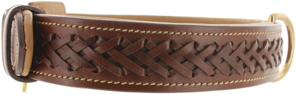 Viosi Leather Dog Collar for Large Medium Small Dogs Best Padded Buffalo Hide 2 Solid Brass Rings for Leash and Dog Tag, Metal D-Buckle