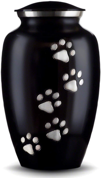 Best Friend Services Ottillie Paws Series Pet Urn for Dogs and Cat Ashes, Hand Carved Brass Pet Cremation Urns