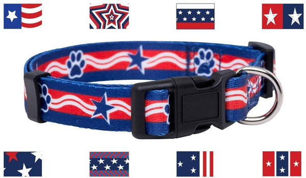 Native Pup American Flag Dog Collar |4th of July| USA Patriotic Flag Pattern| 12 Designs