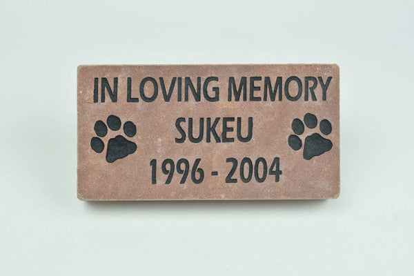 GraphicRocks Engraved Stone Pet Memorial Headstone Grave Marker Dog Cat Red Flagstone 4 inches x 8 inches