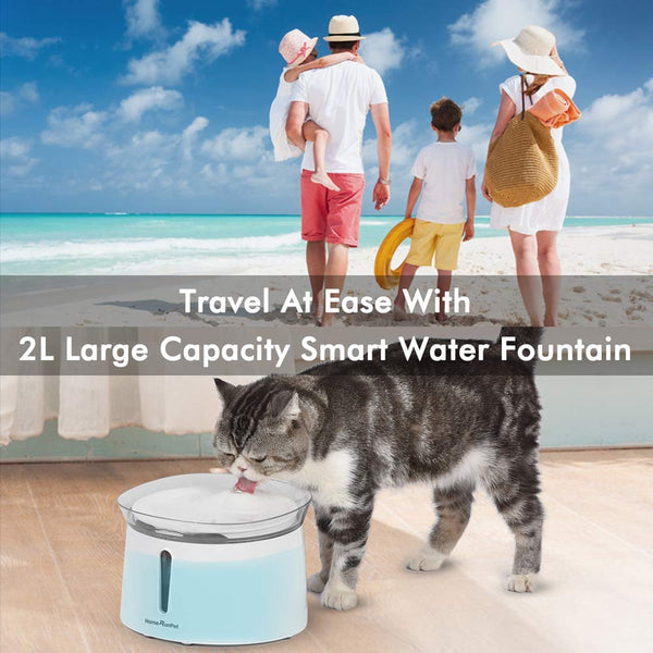 HomeRunPet Cat Water Fountain, 68oz/2L Automatic Pet Water Dispenser, Ultra Quiet Indoor Intelligent Pet Fountain for Multiple Pets