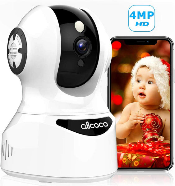 Wireless Security Camera,Upgrade 4MP Baby Monitor Pet Camera Indoor Home Camera System with Sound Detection 2 Way Audio Cloud Service Night Vision, Support iOS/Android TF Card for Pets Elders Babies