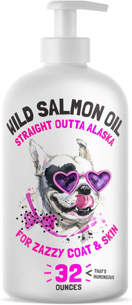 LEGITPET Wild Alaskan Salmon Oil for Dogs & Cats - Pure Fish Omega 3 6 9 Liquid Fatty Acids - Skin & Coat Supplement - Supports Joint Function, Immune & Heart Health 32 oz