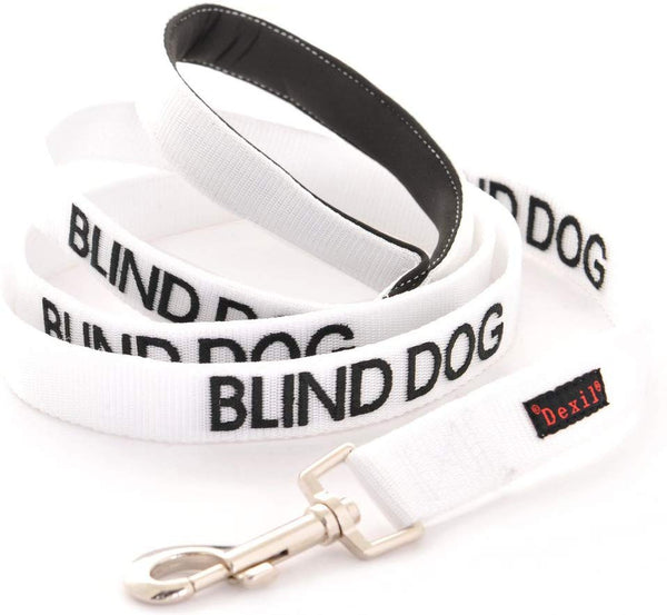 BLIND DOG White Color Coded Alert Warning 2 4 6 Foot Padded Dog Leash (No\/Limited Sight) PREVENTS Accidents By Warning Others of Your Dog in Advance