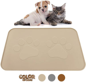 iPrimio Extra Large Pet Feeding Bowl Mat with Logo - FDA Silicone - Hygienic and Safe for Allergic Dogs and Cats - Prevent Pet Water Food Spills - Spill Edge Protect Floor - Non Slip