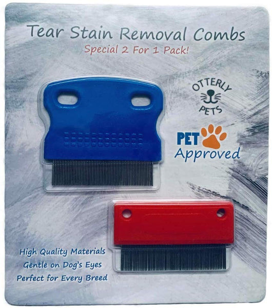 Otterly Pets Dog Tear Stain Remover Grooming Combs for Gently Removing Eye Mucus and Crust (2-Pack)