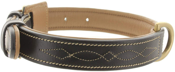 Viosi Leather Dog Collar for Large Medium Small Dogs Best Padded Buffalo Hide 2 Solid Brass Rings for Leash and Dog Tag, Metal D-Buckle