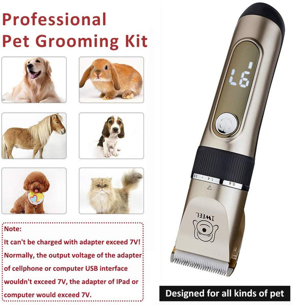 IWEEL Dog Clippers, 2-Speed Professional Rechargeable Cordless Cat Shaver and Low Noise Water Proof Electric Dog Trimmer Pet Grooming Kit Animal Hair Clippers Tool with Scissors