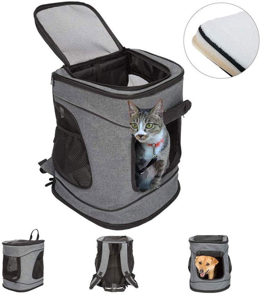 Arkmiido Pet Carrier Pet Backpack for Small Dogs Cats Puppies Pet Travel Bag Airline Approved with Mesh Windows Soft Mat for Hiking Travel Camping Outdoor to 18 Lbs Grey