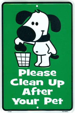 Tags America Cute No Dogs Pooping Sign, Please Clean Up After Your Pet, No Dog Poop Metal Yard Signs, 8 inch x 12 inch