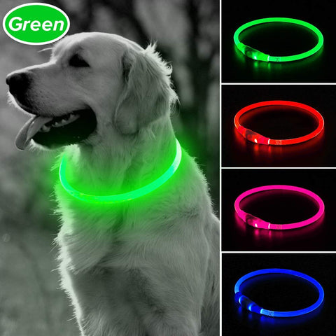 BSEEN LED Dog Collar, USB Rechargeable Glowing Pet Collar, TPU Cuttable Dog Safety Lights for Small Medium Large Dogs