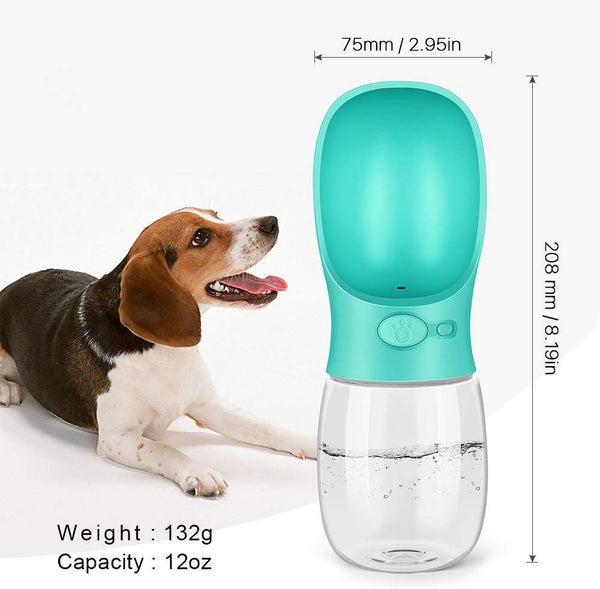 QQPETS Dog Water Bottle Leak Proof Portable Travel Drink Cup with Bowl Dispenser for Pet Outdoor Walking Hiking Travelling 12 OZ